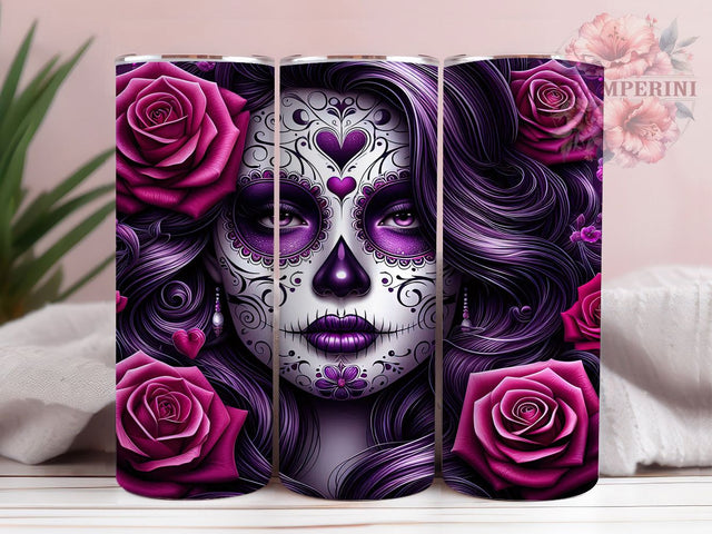 Sugar Skull Day of the Dead Tumbler, Day Of The Dead PNG, 20oz Skinny Tumbler Design, Dia De Los Muertos Wrap, Colorful Skull Sublimation, Mexican Holiday Tumbler, Calavera Tumbler Sublimation Li Zamperini 