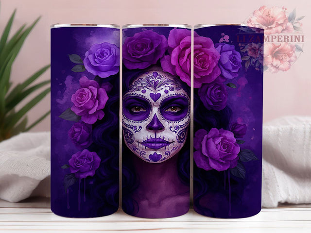 Sugar Skull Day of the Dead Tumbler, Day Of The Dead PNG, 20oz Skinny Tumbler Design, Dia De Los Muertos Wrap, Colorful Skull Sublimation, Mexican Holiday Tumbler, Calavera Tumbler Sublimation Li Zamperini 