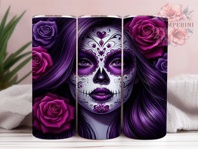 Sugar Skull Day of the Dead Tumbler, Day Of The Dead PNG, 20oz Skinny Tumbler Design, Dia De Los Muertos Wrap, Colorful Skull Sublimation, Mexican Holiday Tumbler, Calavera Tumbler Sublimation Li Zamperini 