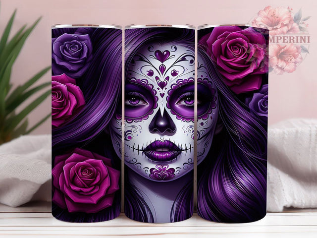 Sugar Skull Day of the Dead Tumbler, Day Of The Dead PNG, 20oz Skinny Tumbler Design, Dia De Los Muertos Wrap, Colorful Skull Sublimation, Mexican Holiday Tumbler, Calavera Tumbler Sublimation Li Zamperini 