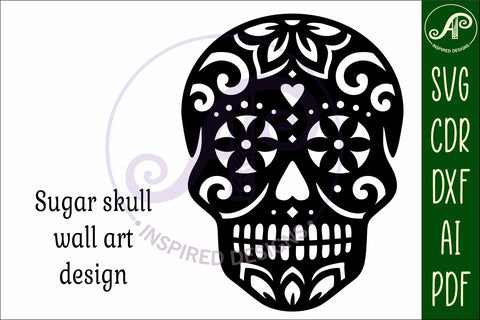 Sugar skull detailed cut out wall sign design 2 SVG APInspireddesigns 