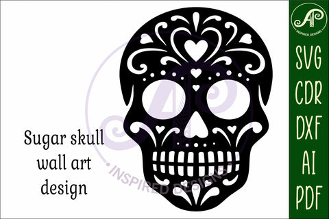 Sugar skull detailed cut out wall sign design 3 SVG APInspireddesigns 
