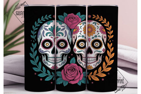 Sugar Skull Duo 20oz Tumbler Wrap Sublimation sassyprint 