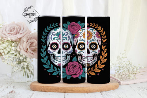 Sugar Skull Duo 20oz Tumbler Wrap Sublimation sassyprint 