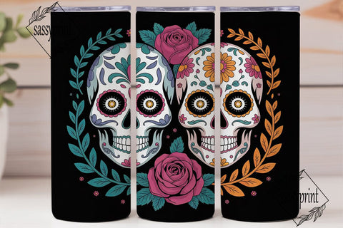 Sugar Skull Duo 20oz Tumbler Wrap Sublimation sassyprint 