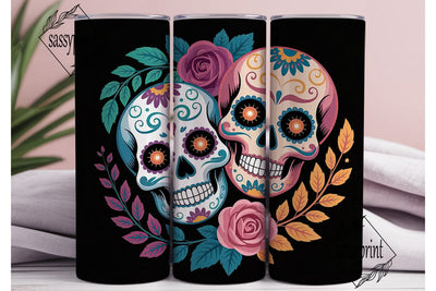 Sugar Skull Duo 20oz Tumbler Wrap Sublimation sassyprint 