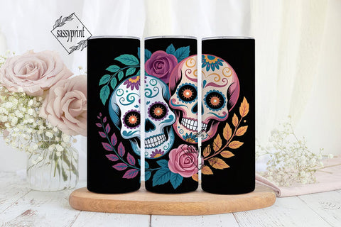 Sugar Skull Duo 20oz Tumbler Wrap Sublimation sassyprint 