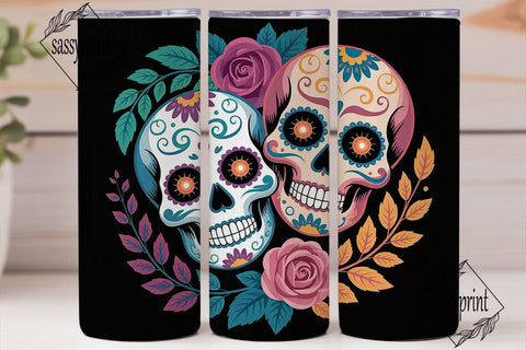 Sugar Skull Duo 20oz Tumbler Wrap Sublimation sassyprint 