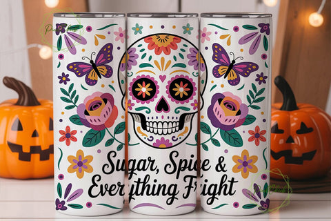 Sugar Skull Floral Tumbler Wrap Sublimation PixelChick 