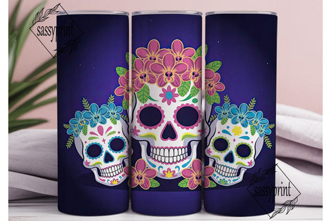 Sugar Skull Galaxy 20oz Tumbler Wrap Sublimation sassyprint 