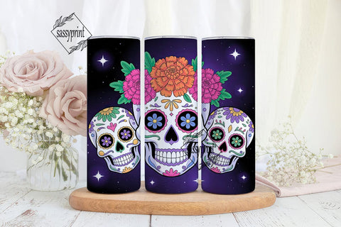Sugar Skull Galaxy 20oz Tumbler Wrap Sublimation sassyprint 