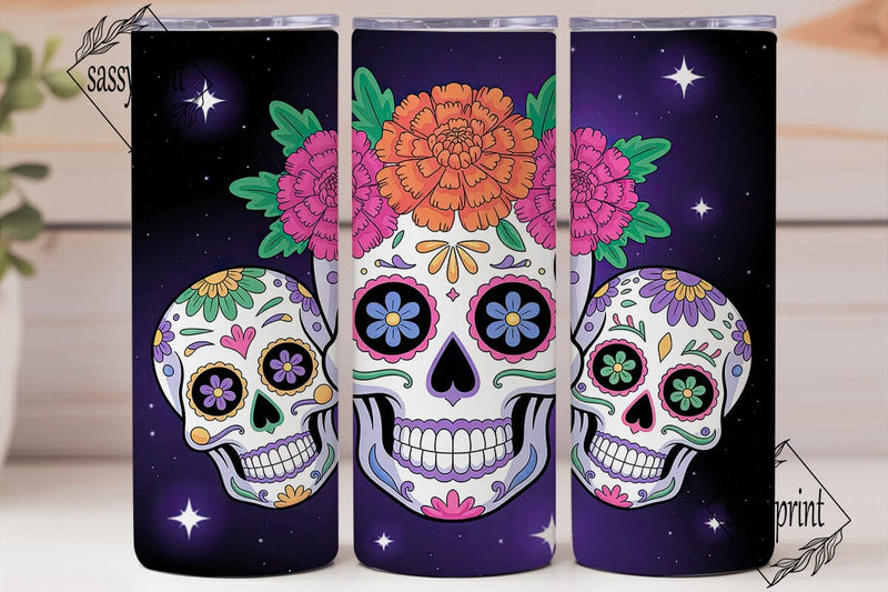 Sugar Skull Galaxy 20oz Tumbler Wrap Sublimation sassyprint 