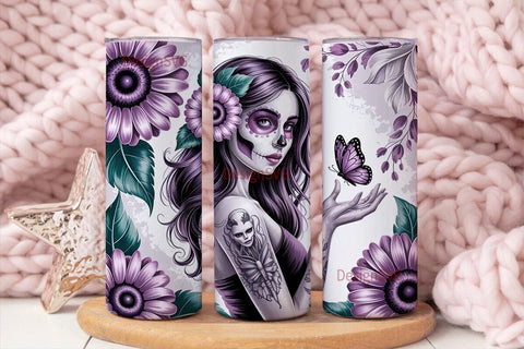 Sugar Skull Girl 20oz Tumbler Wrap Sublimation DesignSVG 
