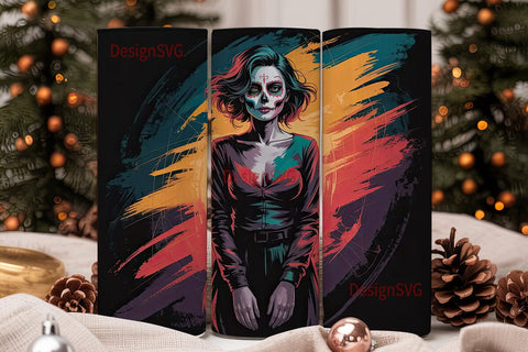 Sugar Skull Girl 20oz Tumbler Wrap Sublimation DesignSVG 