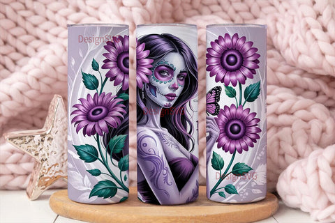 Sugar Skull Girl 20oz Tumbler Wrap Sublimation DesignSVG 