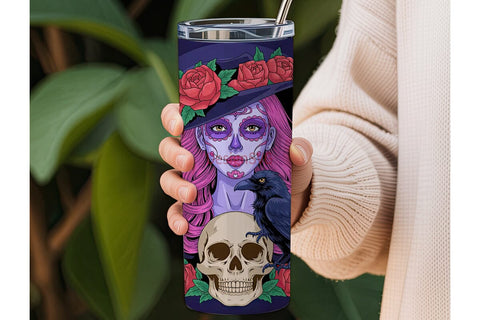 Sugar Skull Girl 20oz Tumbler Wrap Sublimation DesignSVG 