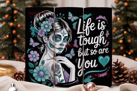 Sugar Skull Girl 20oz Tumbler Wrap Sublimation DesignSVG 