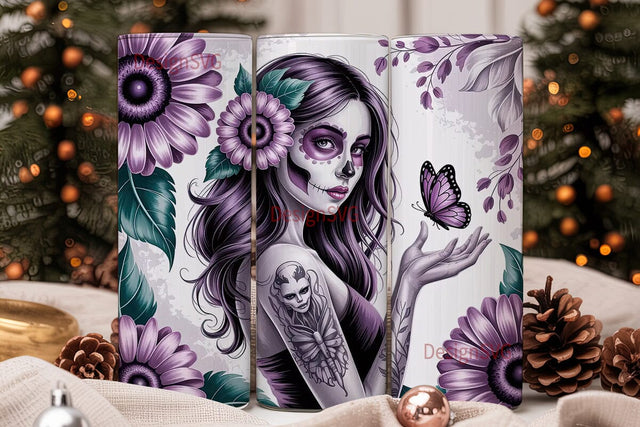 Sugar Skull Girl 20oz Tumbler Wrap Sublimation DesignSVG 