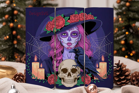 Sugar Skull Girl 20oz Tumbler Wrap Sublimation DesignSVG 