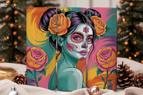 Sugar Skull Girl 20oz Tumbler Wrap Sublimation DesignSVG 