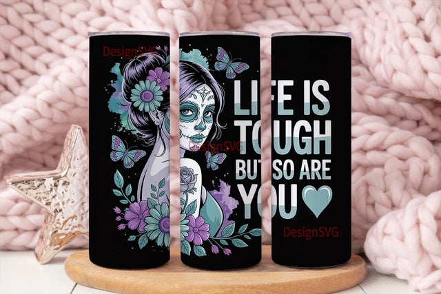 Sugar Skull Girl 20oz Tumbler Wrap Sublimation DesignSVG 