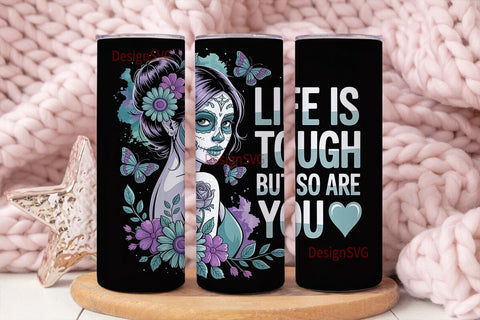 Sugar Skull Girl 20oz Tumbler Wrap Sublimation DesignSVG 