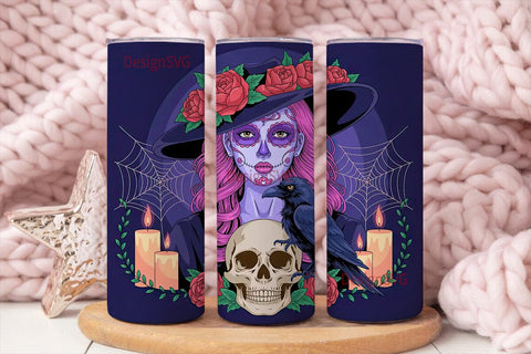 Sugar Skull Girl 20oz Tumbler Wrap Sublimation DesignSVG 