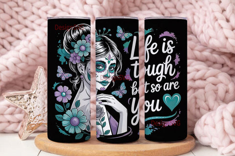 Sugar Skull Girl 20oz Tumbler Wrap Sublimation DesignSVG 