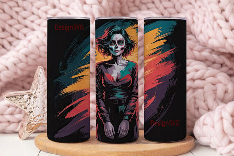 Sugar Skull Girl 20oz Tumbler Wrap Sublimation DesignSVG 