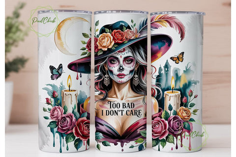 Sugar Skull Girl 20oz Tumbler Wrap Sublimation PixelChick 