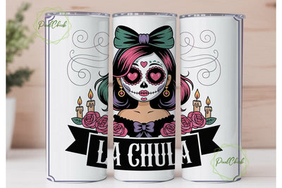 Sugar Skull Girl 20oz Tumbler Wrap Sublimation PixelChick 