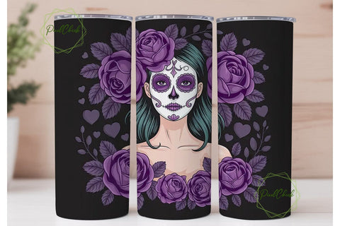Sugar Skull Girl 20oz Tumbler Wrap Sublimation PixelChick 