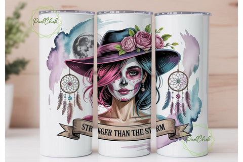 Sugar Skull Girl 20oz Tumbler Wrap Sublimation PixelChick 