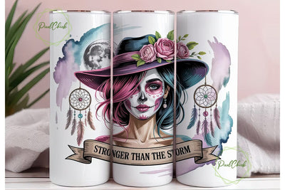 Sugar Skull Girl 20oz Tumbler Wrap Sublimation PixelChick 