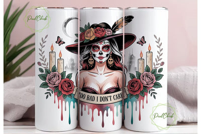 Sugar Skull Girl 20oz Tumbler Wrap Sublimation PixelChick 