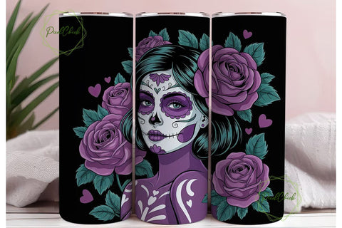 Sugar Skull Girl 20oz Tumbler Wrap Sublimation PixelChick 