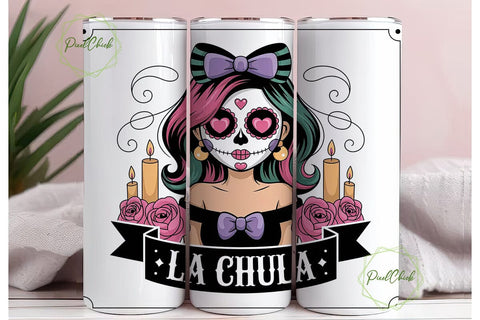 Sugar Skull Girl 20oz Tumbler Wrap Sublimation PixelChick 