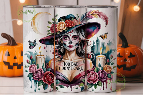 Sugar Skull Girl 20oz Tumbler Wrap Sublimation PixelChick 