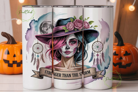 Sugar Skull Girl 20oz Tumbler Wrap Sublimation PixelChick 