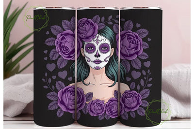 Sugar Skull Girl 20oz Tumbler Wrap Sublimation PixelChick 