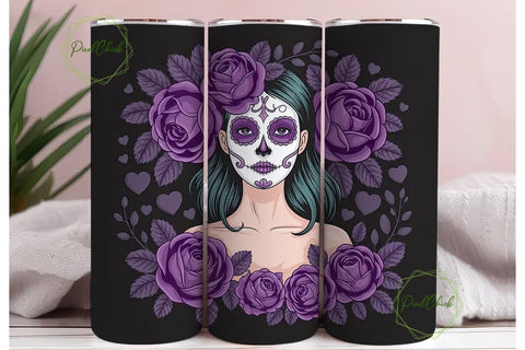 Sugar Skull Girl 20oz Tumbler Wrap Sublimation PixelChick 