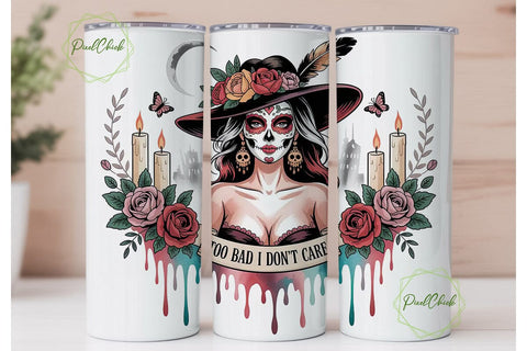 Sugar Skull Girl 20oz Tumbler Wrap Sublimation PixelChick 