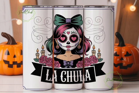Sugar Skull Girl 20oz Tumbler Wrap Sublimation PixelChick 