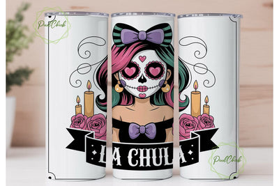 Sugar Skull Girl 20oz Tumbler Wrap Sublimation PixelChick 