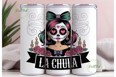 Sugar Skull Girl 20oz Tumbler Wrap Sublimation PixelChick 