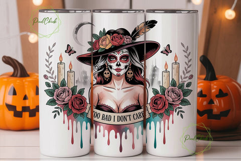 Sugar Skull Girl 20oz Tumbler Wrap Sublimation PixelChick 
