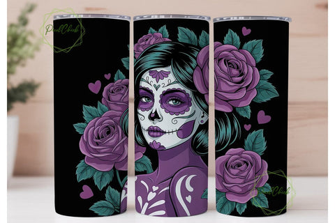 Sugar Skull Girl 20oz Tumbler Wrap Sublimation PixelChick 