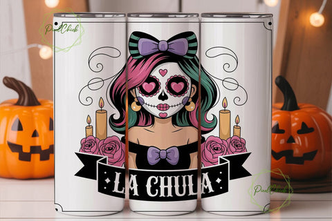 Sugar Skull Girl 20oz Tumbler Wrap Sublimation PixelChick 