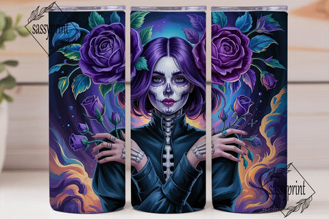 Sugar Skull Girl 20oz Tumbler Wrap Sublimation sassyprint 