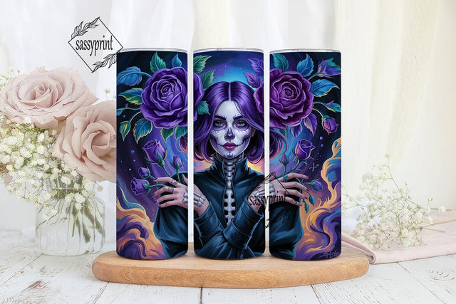 Sugar Skull Girl 20oz Tumbler Wrap Sublimation sassyprint 